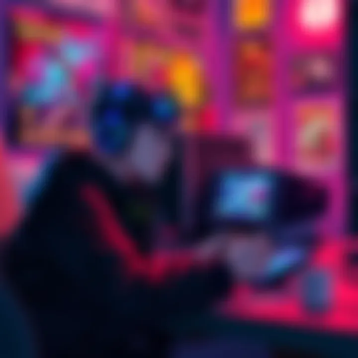 JoJo's fan practicing ASBR A JoJo's fan focuses on improving their skills in ASBR while playing on a gaming console, surrounded by game posters and a cheerful atmosphere.