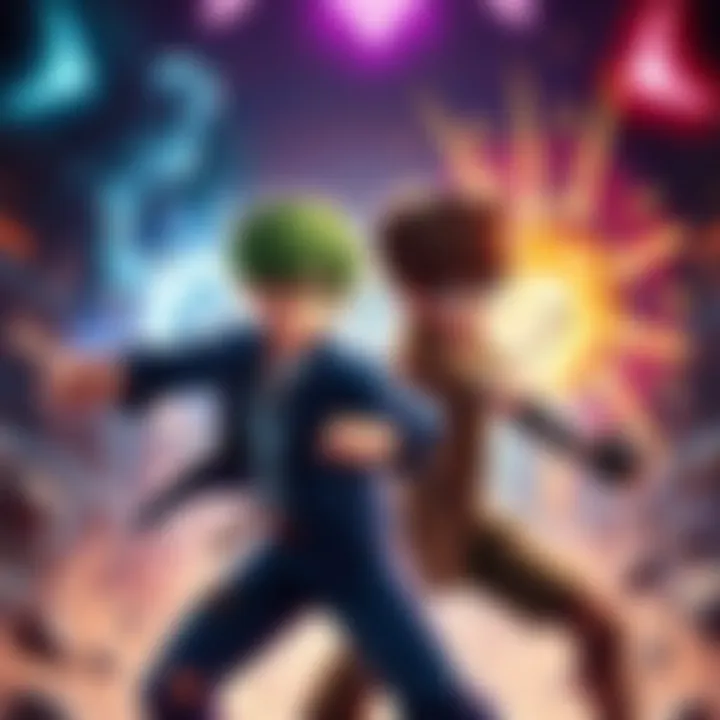 Joseph Joestar and Scott Pilgrim face off in an intense showdown, showcasing their fighting styles.