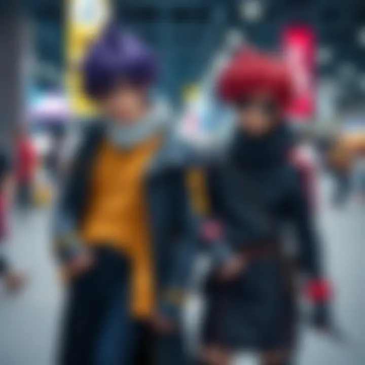 Cosplayers dressed as Josuke and Toru showcase their outfits at Anime Boston 2025, highlighting their detailed craftsmanship and character accuracy.
