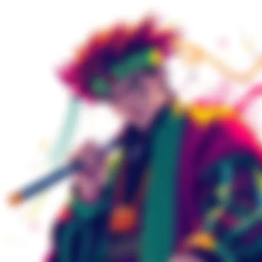 Jotaro's traditional drawing created in Ibispaint showcasing vibrant colors and intricate details, highlighting the artist's skills without A.I.
