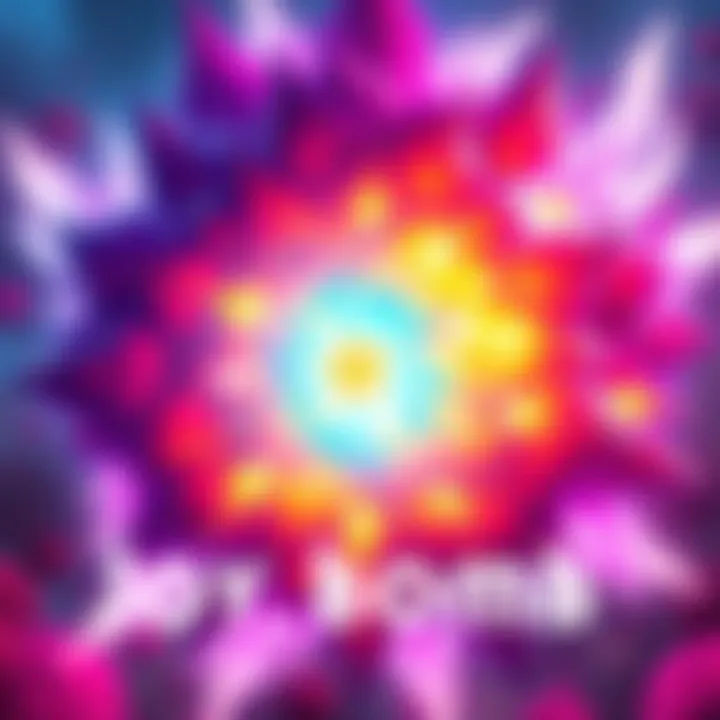 A colorful explosion representing the Joy Bomb, with glowing energy waves symbolizing Supreme King Haki surrounding it.