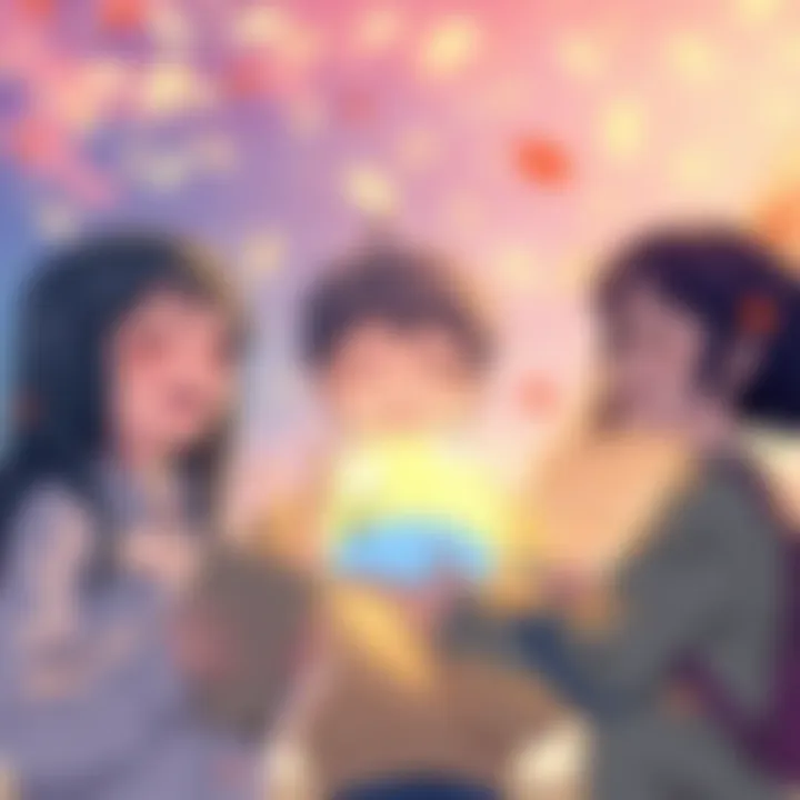 Joyful anime characters enjoying life A group of cheerful anime characters sharing joyful moments together, smiling and engaging in fun activities, highlighting the happiness of life.