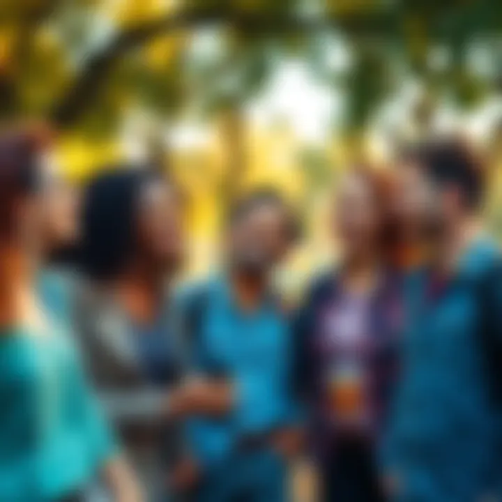 Group of people laughing and enjoying a fun moment together in a park
