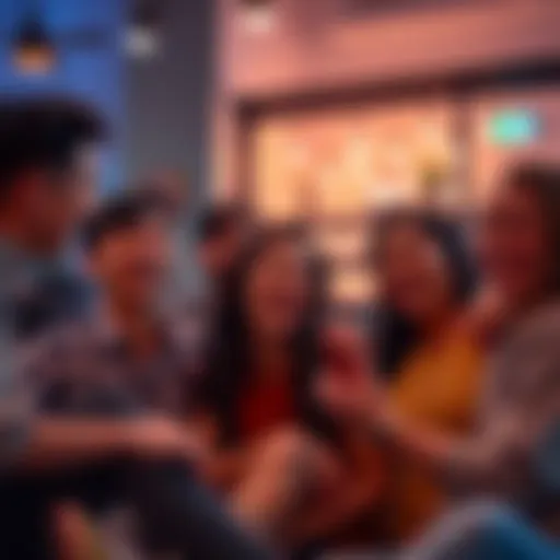 Joyful People Sharing Laughter A group of people laughing together while sharing funny stories in an online chat room