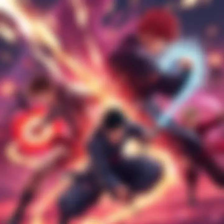 Jujutsu Kaisen Abilities in Action Various Jujutsu Kaisen characters showcasing diverse techniques in battle, highlighting their unique powers and strategies.