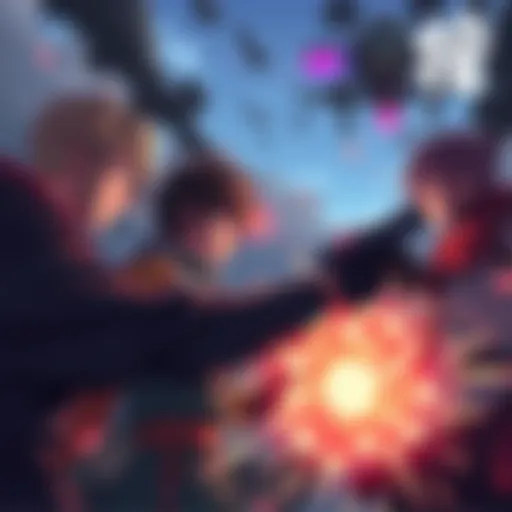 Yuji, Yuta, and Prime Sukuna brace for a Halo Orbital Defense Platform hit, showcasing their power and determination.