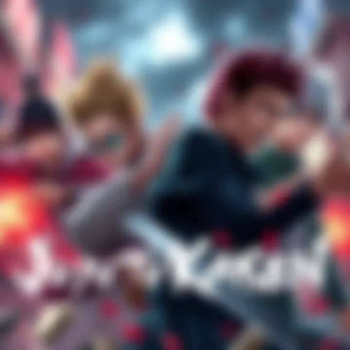 Key visual featuring characters from Jujutsu Kaisen with intense expressions and action poses