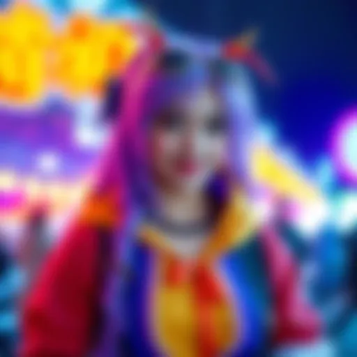 A person in a detailed Julia costume showcasing vibrant colors and accessories