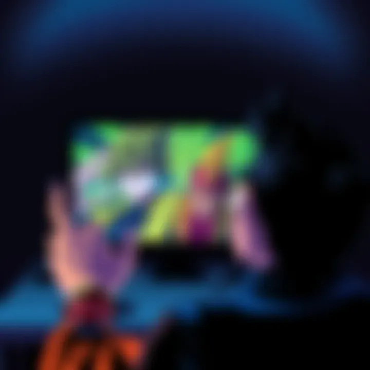 Jumping into JoJo's Bizarre Adventure Part 5 A person looking at a screen with JoJo's Bizarre Adventure characters from Part 5, showing excitement and curiosity.