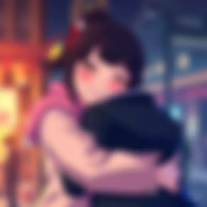 A character named Junko smiling while offering a friendly embrace to another person, symbolizing warmth and acceptance in relationships.