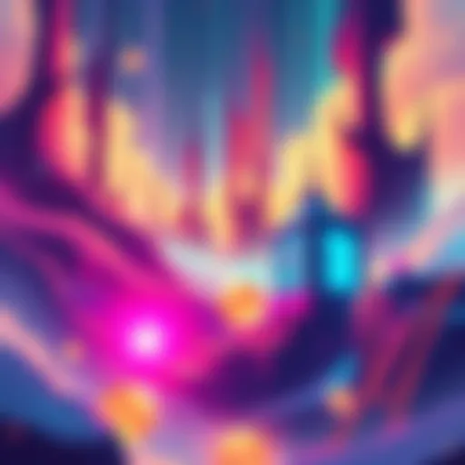 Illustration of a fictional realm representing Junpei's domain, featuring abstract shapes and vibrant colors to symbolize potential capabilities and creativity.