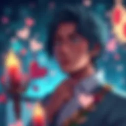 Jura looking thoughtful, surrounded by symbols of love and friendship, hinting at his character growth