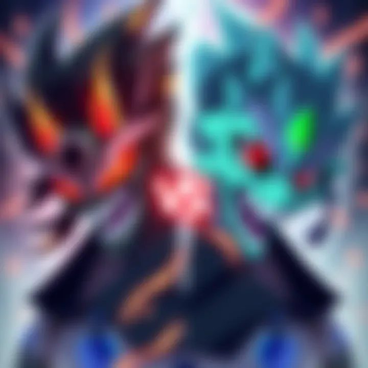 A side-by-side illustration of Juubito and Juubidara, highlighting Juubito's chaotic appearance with wild features and dark energy, versus Juubidara's calm demeanor and elegant Rinnegan eyes.