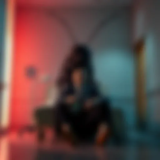 Kafka transformed into a large bug kaiju, sitting silently in a dimly lit hospital room, looking contemplative and alone