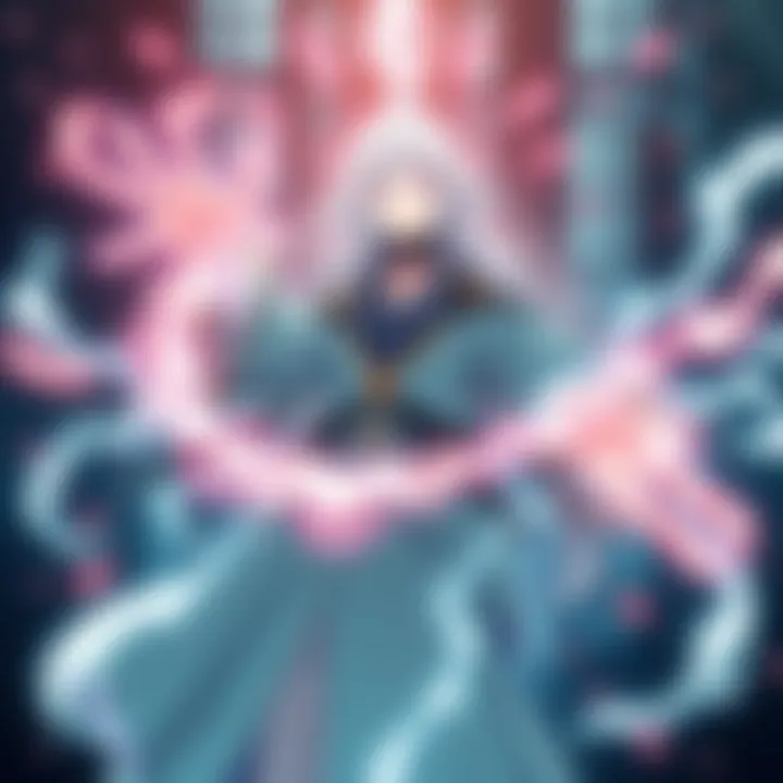 Kaguya using her powers Kaguya demonstrates her abilities by manipulating space, with a backdrop of shifting dimensions and energy effects.
