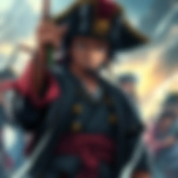 Kaido demonstrating his power and leadership among the Rocks Pirates, surrounded by crew members