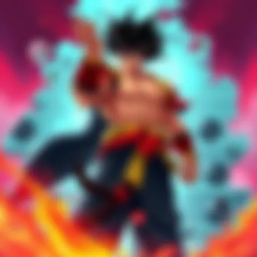 A 20-year-old character named Kaido stands confidently in a heroic pose, showcasing his strength and determination. He is compared to legendary figures like John and Kyo, representing a new generation of powerhouses.