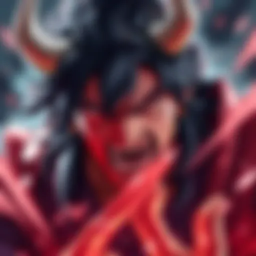 Kaido shows signs of vulnerability after Yamatrash's powerful blow, with a dramatic expression highlighting the impact of the attack.