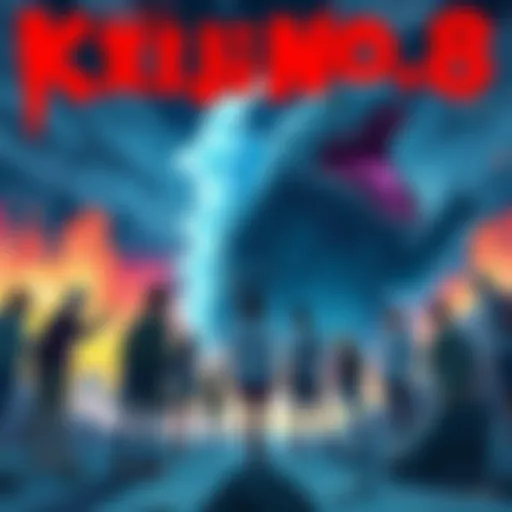 Cover illustration showing characters from Kaiju No.8 preparing for the final battle against a giant monster