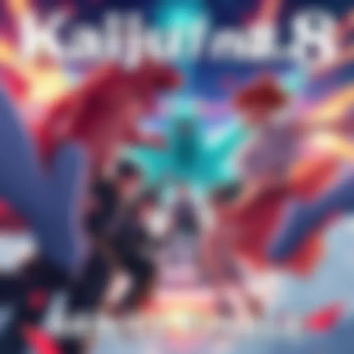 A scene depicting characters from Kaiju No.8 celebrating the series conclusion, with vibrant colors and action elements.
