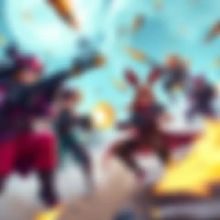 A group of game characters showcasing diverse tanking strategies in a virtual battle scene.