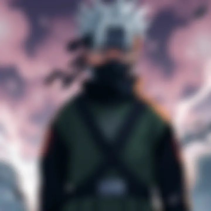 Kakashi Hatake wearing his classic genin outfit with his signature mask and headband, standing confidently