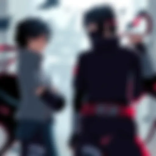 Kakashi Hatake standing confidently next to Madara Uchiha, both characters engaged in a strategic discussion about power dynamics.