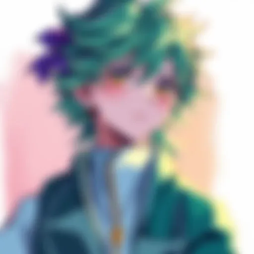 A vibrant illustration of Kakyoin, a character with green hair and a stylish outfit, showcasing the artist's return to human figures after a break.