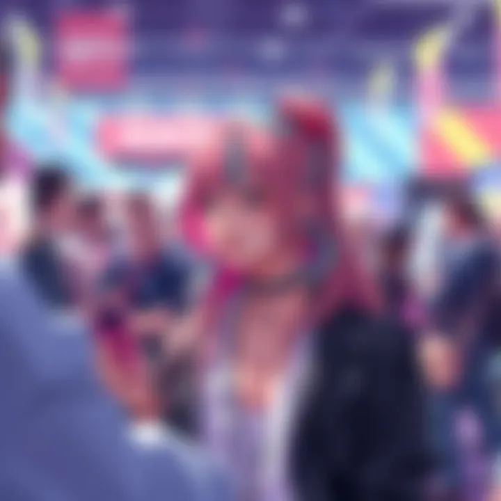 Colorful artwork of Kallen Kozuki engaging with fans at a convention