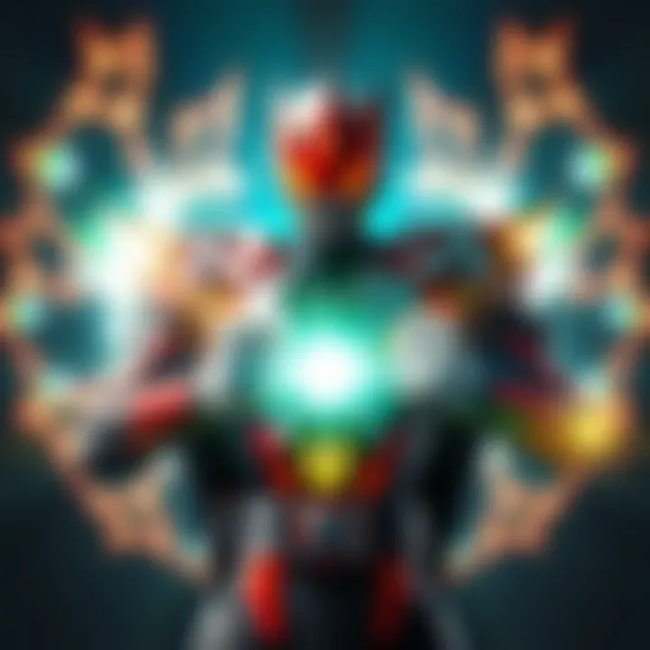 Kamen Rider Zeztz showcases his powerful 11th dimensional form, surrounded by glowing energy effects that represent multiple dimensions.