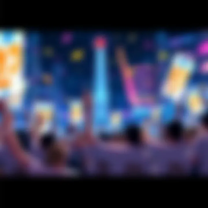 A group of excited fans celebrating the advancement of the KamiJirou ship, holding banners and cheering together.