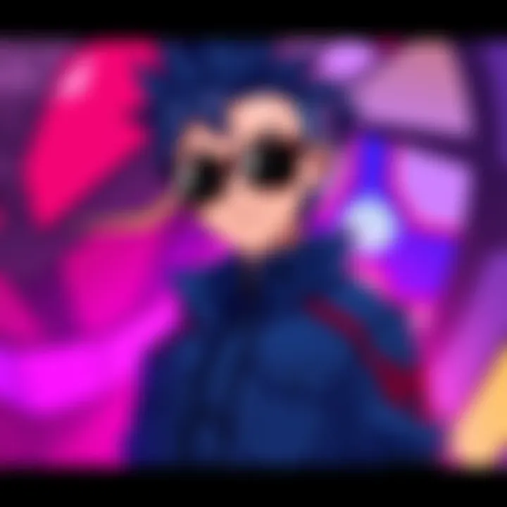 Kamina from Gurren Lagann Kamina stands confidently with a determined expression, wearing his signature sunglasses and a blue jacket, surrounded by a colorful background that represents his bold nature.