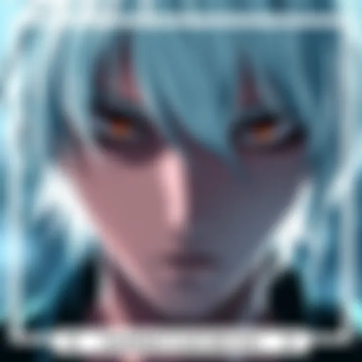 A close-up of a character with striking white hair, showing a sharp gaze and ghoul-like features, symbolizing a transformation from black to white hair.