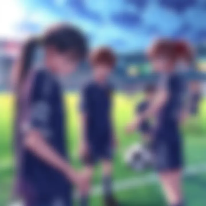 Karasu shows confusion while players Isagi and Rin focus on scoring goals in a football training session