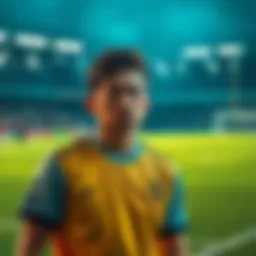 Football player on the field looking worried Karasu showing concern on the football field, contemplating his future as a player amidst rumors of a possible replacement