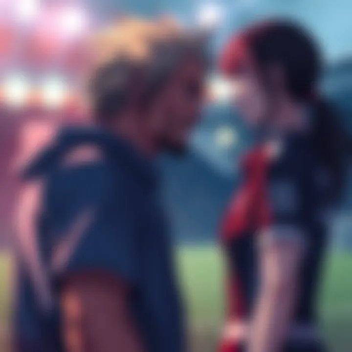 Karasu stands facing Isagi with a tense expression, reflecting on their past interactions during a soccer match.