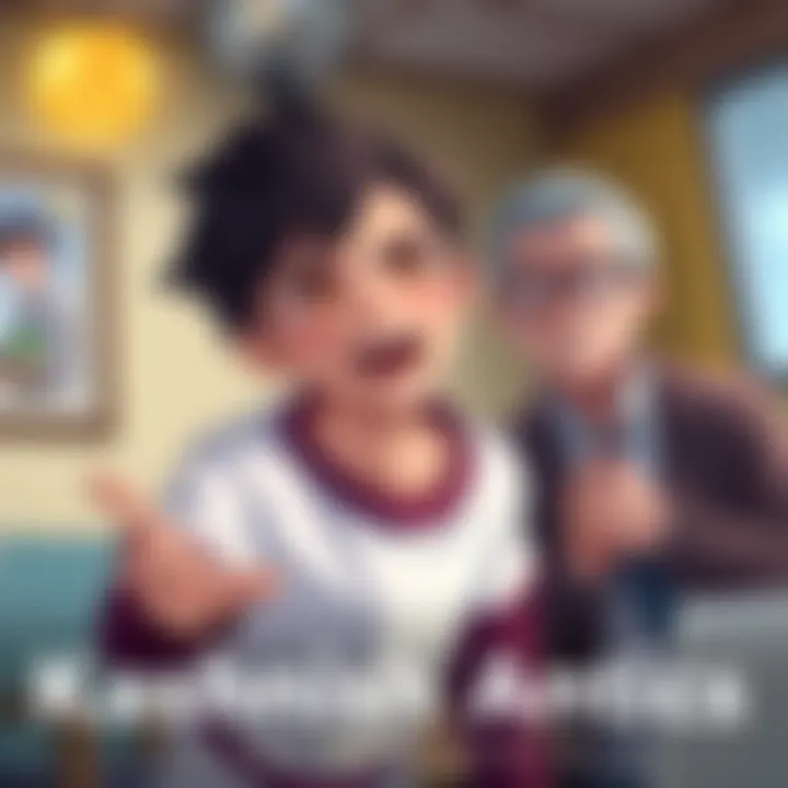 Kashimo's Childish Antics Kashimo in a flashback scene, exhibiting playful and bratty behavior, while an older character watches in disbelief.