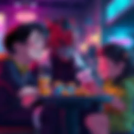 Katakuri enjoying time with his younger siblings in a casual setting, sharing laughter and snacks