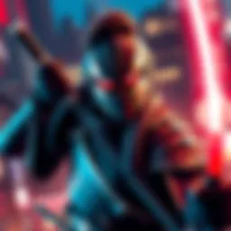 Katana Man shows a comedic side while supporting Denji, with a playful expression and dynamic pose, showcasing his transformation in the series.