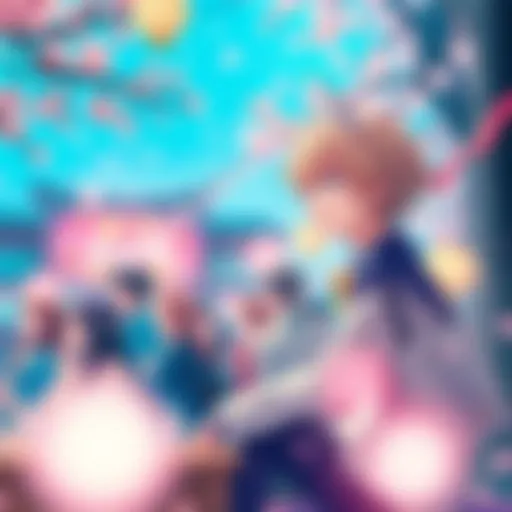 Katsuki Bakugo enjoying the Cherry Blossom Picnic, surrounded by festive decorations and fans celebrating together