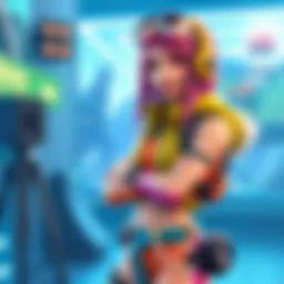 Keenbiscuit, a female gamer, wearing a colorful outfit with gaming gear, confidently posing in a virtual gaming environment.