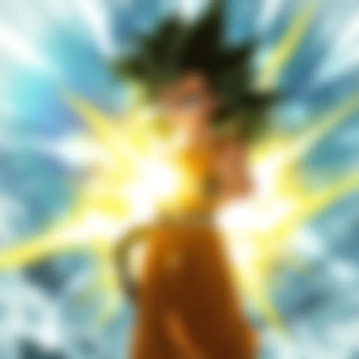 Kefla facing a Kamehameha blast Kefla standing strong with energy swirling around her as a massive Kamehameha blast approaches, showcasing her power and determination.