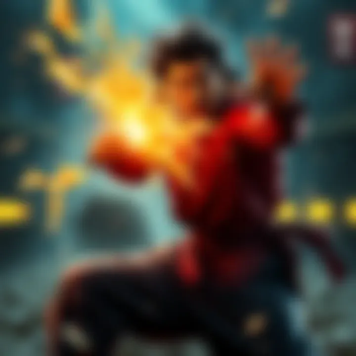 Ken-Oh performing an iconic move in a dramatic scene, showcasing his powerful presence.
