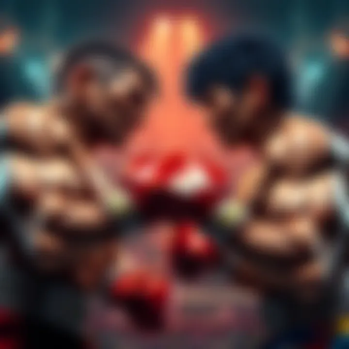Kengan vs Ippo Round 3 Showdown Two fighters face off in an intense boxing match, showcasing their skills and determination in the ring during Kengan vs Ippo Round 3.