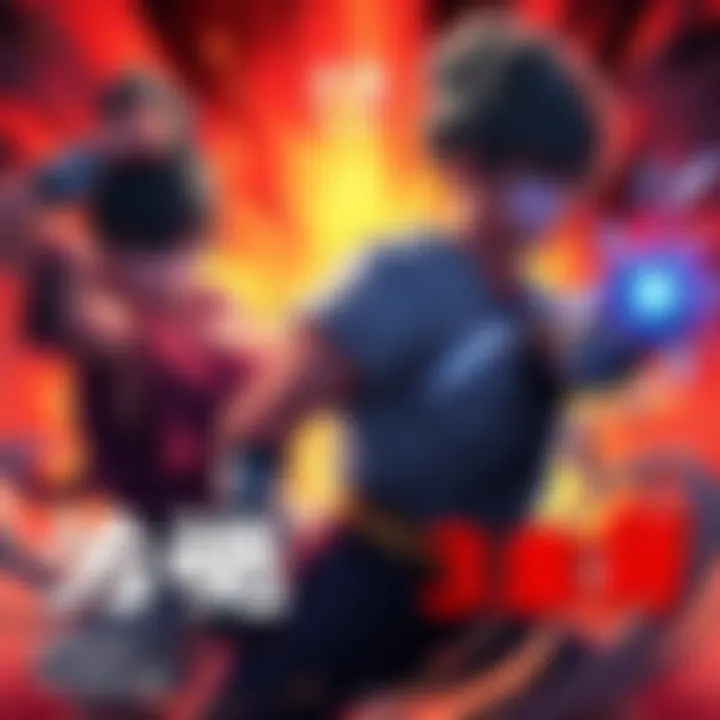 Cover art for Kengan Omega Chapter 345 featuring intense fighters in a dramatic pose, surrounded by a fiery background