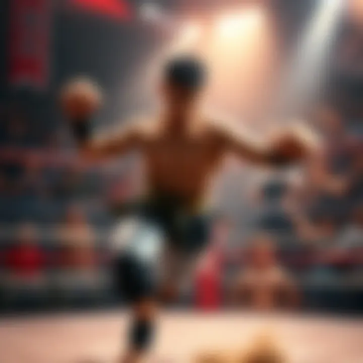 A skilled fighter showcasing powerful moves in a Kengan match, with an intense crowd in the background