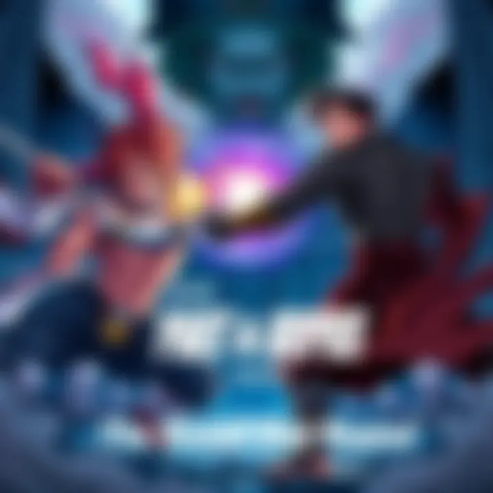 Characters from Kengan Olympus fighting in the Grand Selection Tournament, showcasing dynamic moves and powerful expressions, with an artistic backdrop reflecting the competition's intensity.