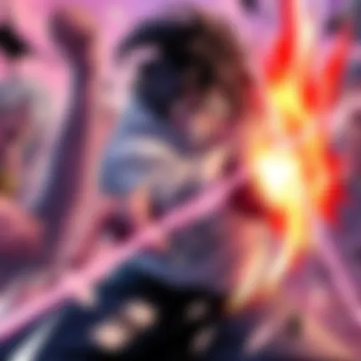 A dynamic battle scene featuring characters from Kengan Omega engaged in a fierce fight, showcasing intense expressions and movement.