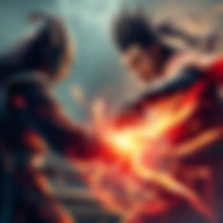 Kenjaku and Takaba face off in an intense fight, showcasing their skills with strategic moves and surprises.