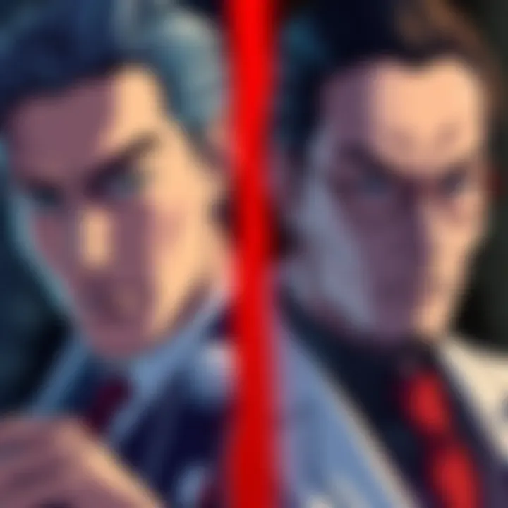 A side-by-side comparison of Kenji Endō, a determined leader with a stern expression, and Dr. Kenzō Tenma, a thoughtful doctor with a serious demeanor, showcasing their contrasting personalities as protagonists.